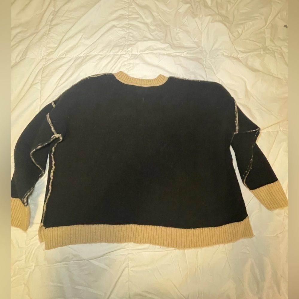 Black and Beige Women’s Boxy/Cropped Sweater 3XL - Picture 2 of 8